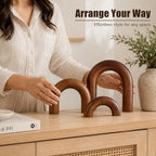 XMGZQ Brown Wood Arch for Coffee Table Decor Items,Wood Statue and Sculpture Set 3,Japanese Neutral Home Decor Aesthetic,Living Room,Entryway,Bookshelf,Floating,Console,Boho Minimalist Objects - Image 4