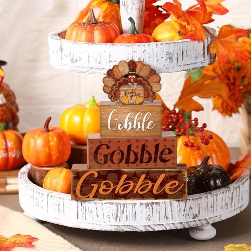 4 Pcs Thanksgiving Decor for Home Turkey Cute Wooden Sign with Sayings - Image 6