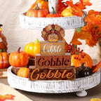 4 Pcs Thanksgiving Decor for Home Turkey Cute Wooden Sign with Sayings - Image 6