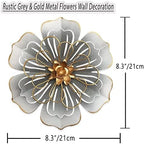 Metal Flower Wall Art Decor, 8.3" Rustic Modern Floral Sculpture, Distressed Iron Wall Hanging Home Decoration Accent Artworks for Indoor Kitchen Bedroom Living Room Office Outdoor Garden Patio - 06 - Image 4