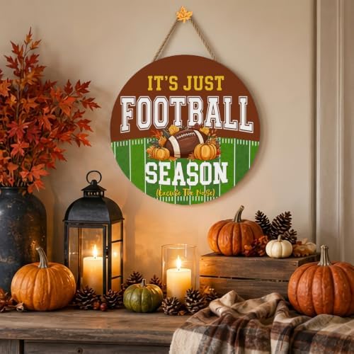 Fall Football Season Decorations for Home, Fall Welcome Door Wooden Sign - Image 4