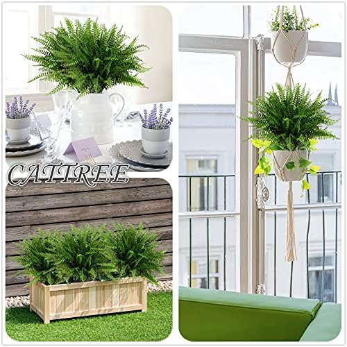 Artificial Boston Ferns Plants, Plastic Persian Grass Faux Shrubs Fake Leaves Simulation Greenery Bushes Home Outdoor Indoor Garden Wedding Decoration Office Yard Verandah Planter Filler – 4 Pack - Image 3