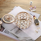 Hipiwe Crystal Jewelry Box with Glass Lid Small Gold Trinket Organizer - Image 4