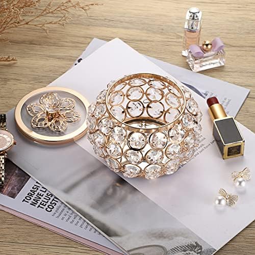 Hipiwe Crystal Jewelry Box with Glass Lid Small Gold Trinket Organizer - Image 4