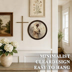CFFJLHN Vintage Christian Jesus and Lamb Wall Art Decor, Neutral Religious Jesus Holding Lamb Biblical Round Hanging Wall Decor for Home Bedroom Living Room Church, 10x10 Inch - Image 5