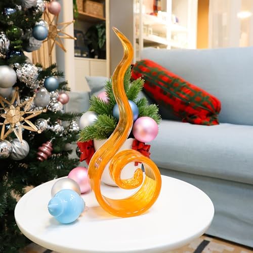 11.4" Tall Hand Blown Glass Sculpture, Murano Style Art Glass Figurine, Modern Coastal Home Decor Accent for Shelf, Table, TV Stand, Living Room Decoration - Image 5