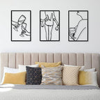 CHENGU 3 Pieces Metal Minimalist Abstract Woman Wall Art Line Drawing Wall Art Decor Single Line Female Home Hanging for Kitchen Bathroom Living Room - Image 2