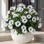 White Artificial Morning Glory Flowers for Outdoor Planters, UV Resistant Silk Faux Flowers for Hanging Basket, Porch & Window Box, Lifelike Farmhouse Garden Decor, No Pot, 13.3 Inch, 4 Bundles by UqueetenLtd