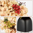 Briful Hydrangea Artificial Flowers in Ceramic Black Vase, Beige Silk Hydrangea Centerpieces for Tables, Realistic Dining Table Vase with Flowers for Farmhouse Home Decor Indoor - Image 3