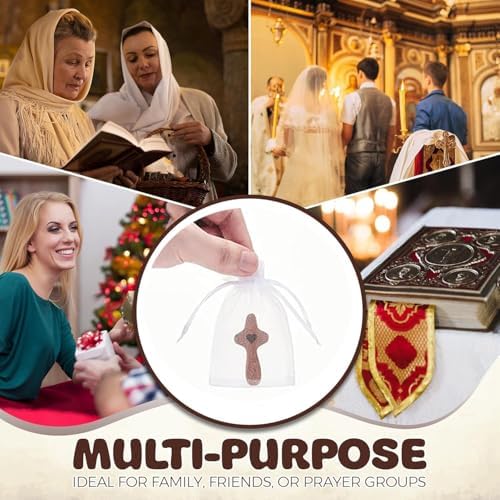zyphonic Pocket Wooden Cross, Black Walnut with Heart Design, Religious Comfort Gift with Organza Bags Christian Encouragement Gift Handheld Stress Relief (10) - Image 5