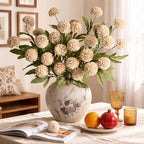 Waipfaru 12 Pcs Artificial Pompon Mums Faux Flowers for Vase, 27" Bulk Long Floral Fake Chrysanth Branches with Stems Vase Filler for DIY Bouquet Centerpieces, Indoor Home Decorations, No vase, Beige - Image 6