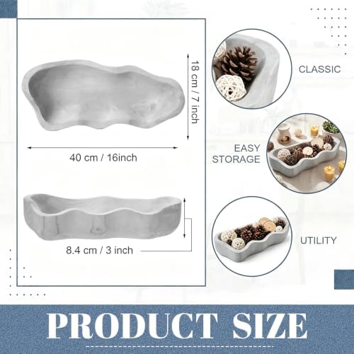 Nuogo 16 Inch Wooden Wavy Edge Dough Bowl Supplies, Grey - Image 2