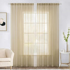 MIULEE 2 Panels Sheer Curtains for Living Room 54 X 108 Inches Beige | Window by MIULEE