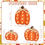 3 Pcs Light up Fall Pumpkin Decor Table Centerpieces Wooden Pumpkin Block Sign Rustic Tiered Tray Decorations Standing for Autumn Harvest Farmhouse Fall Mantel Desk Office Party - Image 2