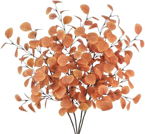 4Pcs Artificial Eucalyptus Leaves Stems 33.8‘’ Eucalyptus Branches Fake Poinsettia Flowers Faux Plants for Home Table Fireplace Party Wedding Thanksgiving Décor by Tepaler