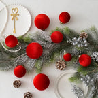 Velvet Christmas Ball Ornaments - 30pcs Flocked Christmas Ornaments Set Shatterproof Classic Hanging Xmas Tree Decorations with Rope for Wreath Holiday Home Decor (Red) - Image 3