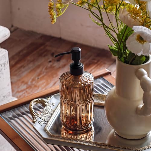 JASAI 18Oz Amber Glass Soap Dispenser with Black Pump for Bathroom. - Image 4