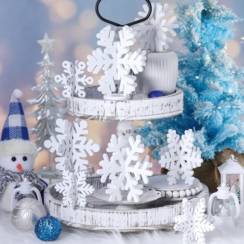 Wenqik 16 Pcs Wooden Snowflake 3D Centerpieces,White - Image 6