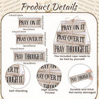 Yuntau 4 Pcs Christian Wooden Block Sign Pray Verse Tiered Tray Decor - Image 4