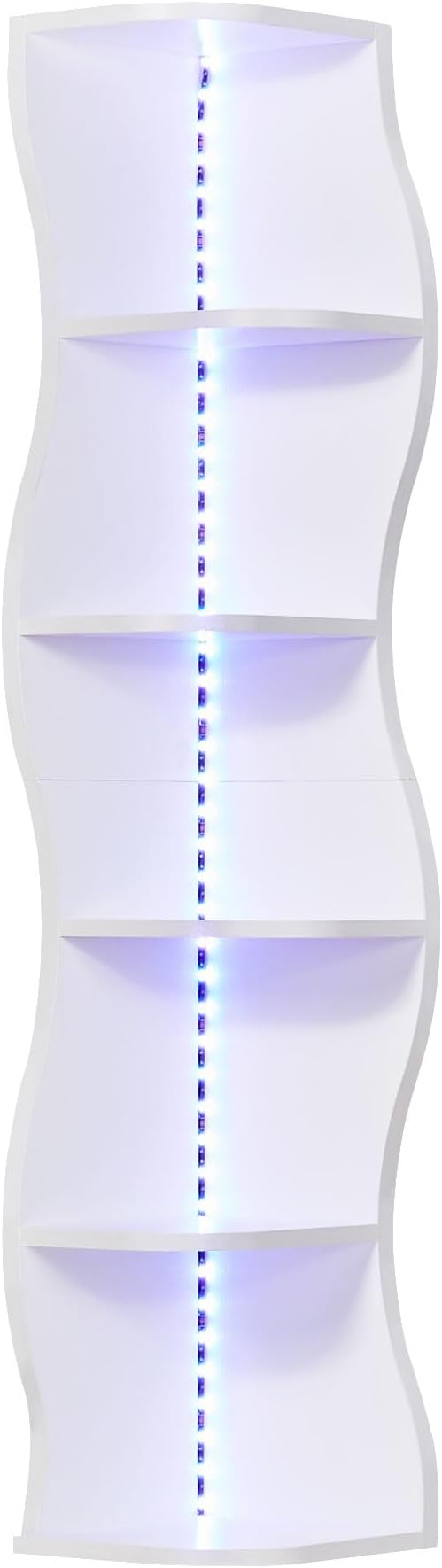 VECELO 6-Tier Compact Wave Corner Bookcase - Image 8
