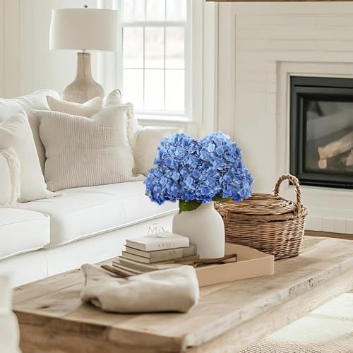 Coferset 3pcs Lifelike Real Touch Hydrangea Artificial Flowers,Royal Blue - Image 6