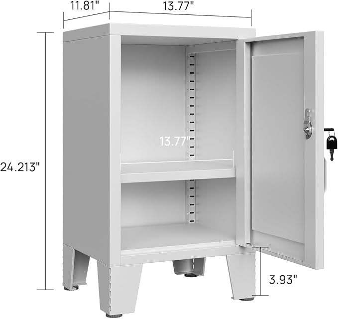 ALBAD Metal Nightstand with Lockable Cabinet, Compact Mini Locker Bedside Table - Image 3