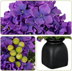 Briful Faux Purple Hydrangea Arrangement, Matte Black Vase Centerpiece - Image 5