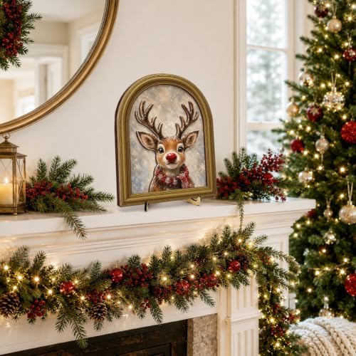 Christmas Decor Vintage Cute Rudolph Reindeer Wall Art Sign Table Decor - Image 4