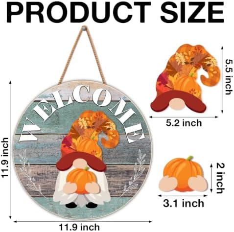 Interchangeable Gnome Welcome Door Sign Fall Halloween Decor - Image 2