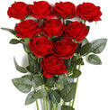 10pcs Red Roses Artificial Flowers Fake Rose Bouquet with Stem Silk Flower by JUSTOYOUARTIFICIALFLORAL