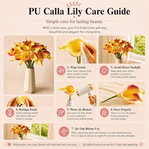 Mandy's 20pcs Sunset Calla Lily Artificial Flowers - Image 6
