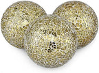 MDLUU 4" Decorative Orbs, Mosaic Sphere Balls, Centerpiece Balls for Bowls, Vases, Dining Table Decor, Pack of 3 (Gold) by MDLUU