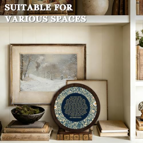 CFFJLHN Christian Bible Wall Art Decor, Bedroom Round Wooden Wall Art Wildflower Bible Religious Scripture Round Wood Hanging Wall Decor for Home Bedroom Living Room Church Prayer Room, 10x10 Inch - Image 6
