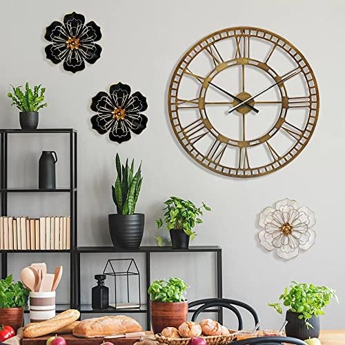 Metal Flower Wall Art Decor, 8.3" Rustic Modern Floral Sculpture, Distressed Iron Wall Hanging Home Decoration Accent Artworks for Indoor Kitchen Bedroom Living Room Office Outdoor Garden Patio - 06 - Image 6