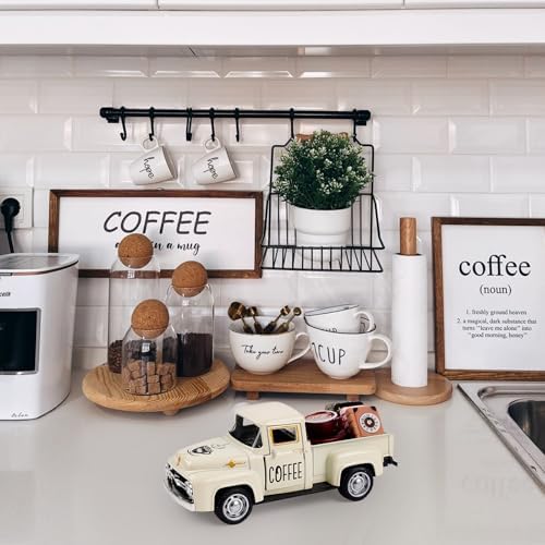 Cream Coffee Truck Decoration, Coffee Lover Truck Decor Themed Ornaments, Rustic Farmhouse Kitchen Tabletop CenterpieceTiered Tray Decor, Barista Gift - Image 2