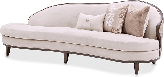 MICHAEL AMINI Camellia Field Asymmetrical Velvet Sofa in Porcini/Warm Pecan by Michael+Amini