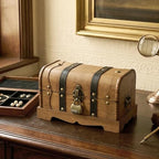 Vintage Wooden Treasure Chest Box with Combination Lock,,Brown,10"x6"x6" - Image 5