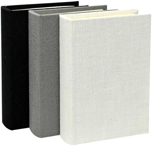 DECOR4SEASON Set of 3 Modern Linen and Wood Decorative Faux Book Boxes, 10" by DECOR4SEASON