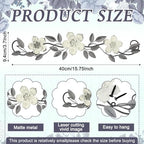 Wesiti Metal Flower Wall Art Decor Vintage Wrought Scroll, White - Image 2