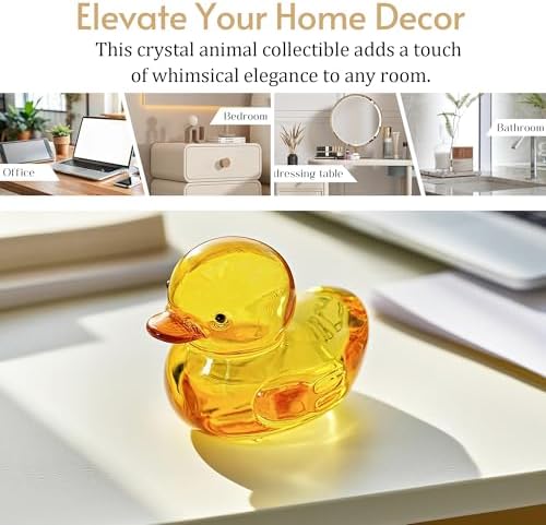 Yellow Crystal Glass Duck Figurine Animal Collectible 2.5 Inch Decor - Image 6