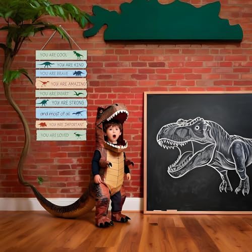 Dinosaur Wall Decor for Boys Room, 9-Piece Inspirational Wooden Signs with Positive Affirmations, Dino Nursery Decor for Toddler Kids Bedroom, Baby Boy Room Art with Motivational Quotes - Image 4