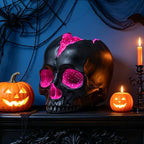 Black and Purple Resin Skull Figurine Statue. Good Gifts for Skull Lovers - Image 4