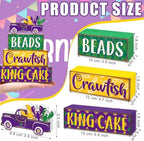Marsui 4 Pcs Mardi Gras Decorations Mardi Gras Centerpieces Table Decorations Farmhouse Wooden Tabletop Blocks Sign for Home Party Rustic Tiered Tray Shelf Office Carnival Decor - Image 3