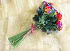 Ooki 12 Long Stem Artificial Silk Rainbow Rose Flower Bush Bouquet for DIY Any Arrangement Home Decor Wedding Party Celebration - Image 3