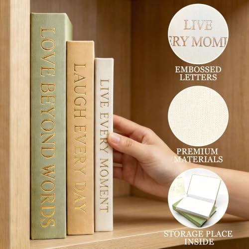Aesthetic Decorative Books, Set of 3 Fake Book Boxes with Storage Space - Image 5