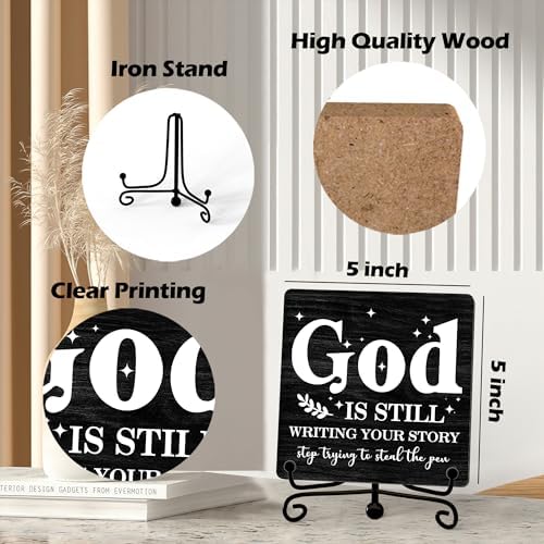 Home Decor, Farmhouse Shelf Decor For Living Room, Boho Aesthetic Table Decorations, Christian Gifts For Women Men, Entryway Tv Stand Fireplace Mantle Coffee Table Decoration (story-03) - Image 2