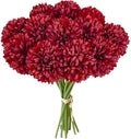 Mandy's 12pcs Artificial Burgundy Ball Chrysanthemum Flowers by Mandys