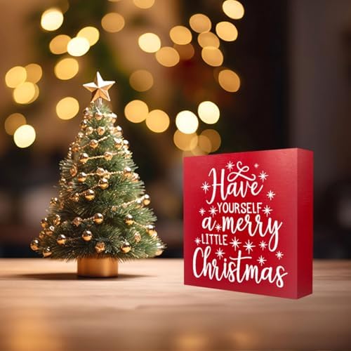 Have Yourself A Merry Little Christmas Decor, Merry Christmas Decor for Home, Cute Xmas Decorations for Table, Funny Xmas Decorations Sign 5 x 5 inches - Image 3