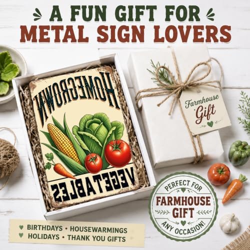 Vegetable Tomatoes Metal Tin Sign 12x8 Inch Farmhouse Kitchen Wall Decor with Tomato Corn Fresh Harvest Design Rustic Farm Garden Sign for Home Restaurant Yard Outdoor Country Decor - Image 6