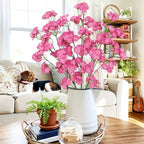 3 Pcs Artificial Wildflowers Hot Pink Long Stem Faux Silk Flowers for Vase - Image 6